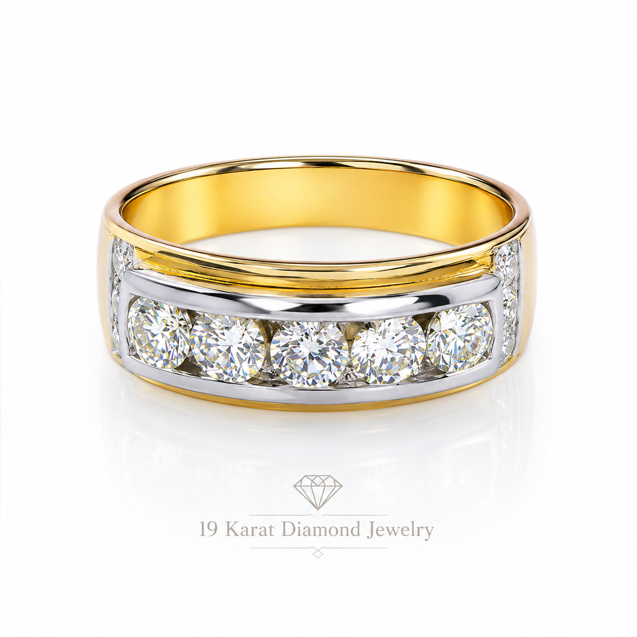 แหวนเพชรชาย Channel Set Diamond Ring